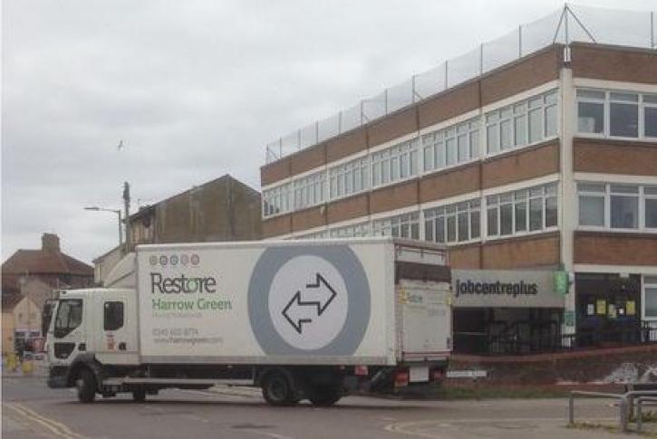 Lowestoft archive move: a truck leaves