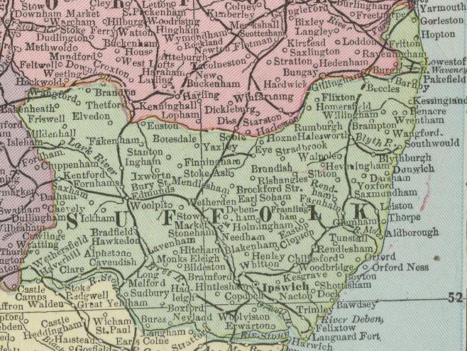 Suffolk map of c.1900
