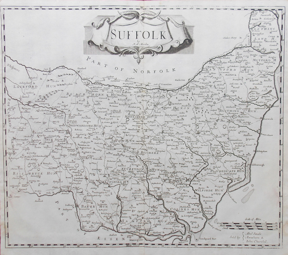 Suffolk map of c.1722 by Robert Morden